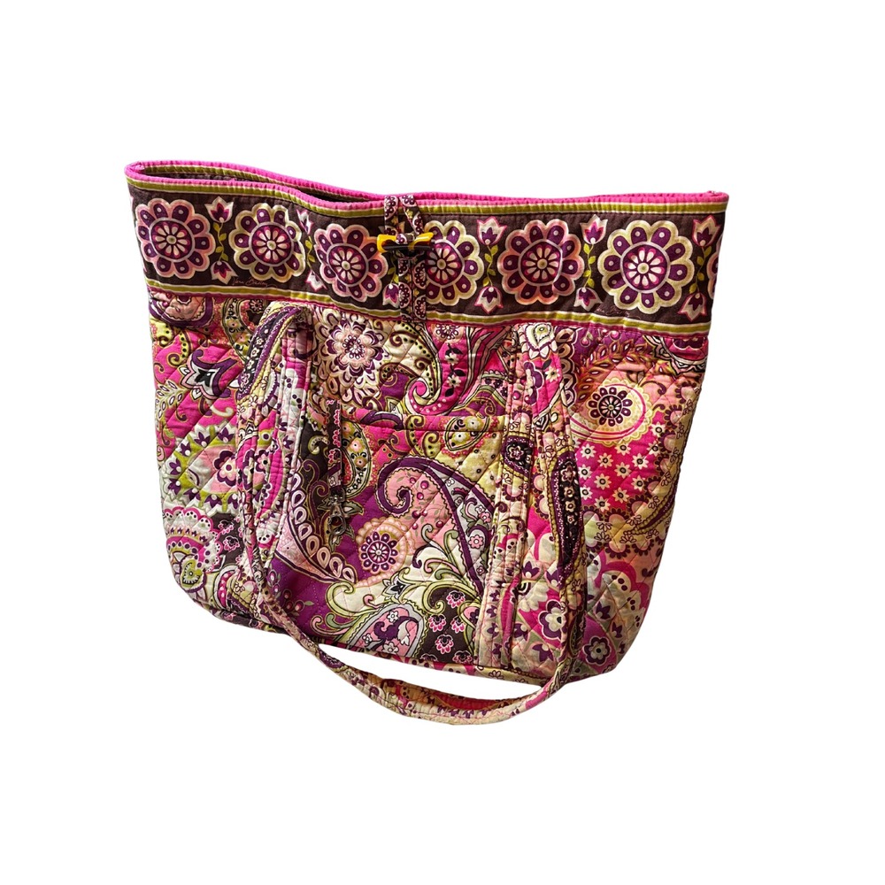 Vera Bradley Very Berry‎ Paisley Quilted Cotton Tote Floral Pink Cottage Granny